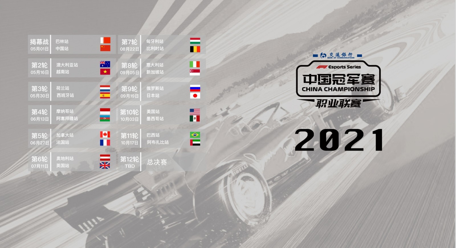 总奖金高达200万！2021赛季F1电竞中国冠军赛职业联赛赛历公布 