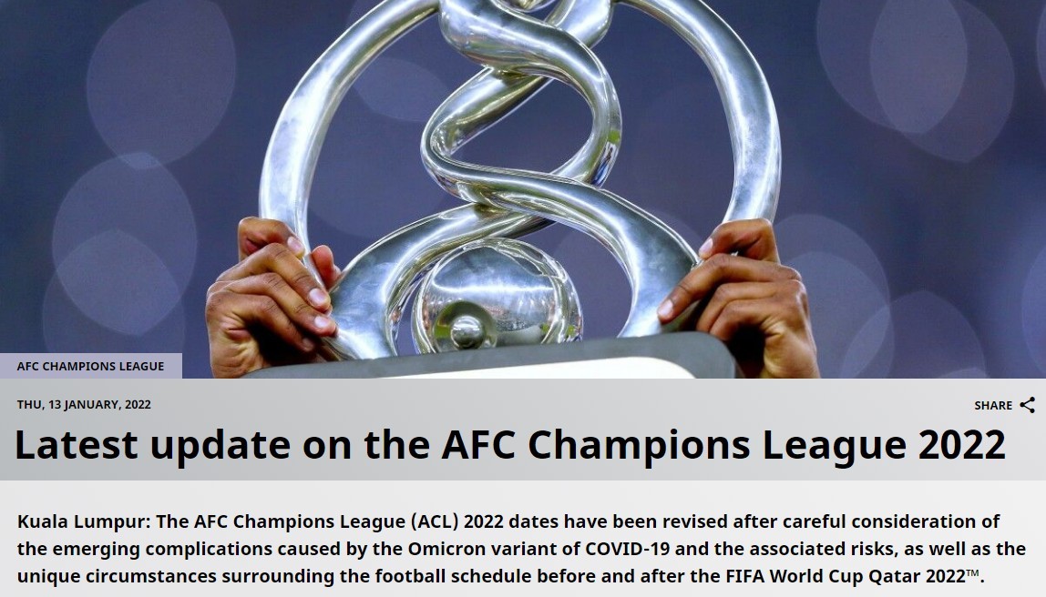 重磅！亚足联官方：2022亚冠将以赛会制方式进行，赛制跨年