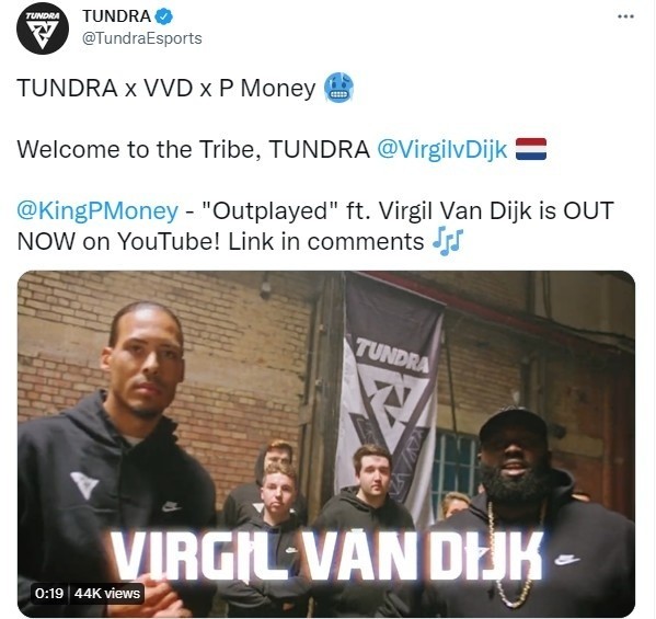 荷兰、利物浦俱乐部球星范戴克成为DOTA2俱乐部Tundra股东