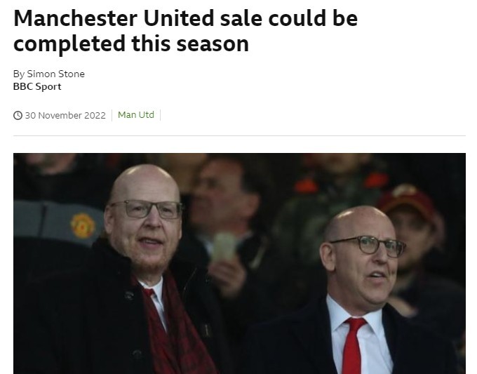 BBC：曼联可能在本赛季就被出售，交易额或远超30.5亿镑