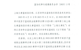 中国篮协：上海和江苏消极比赛 取消本赛季名次和参赛资格